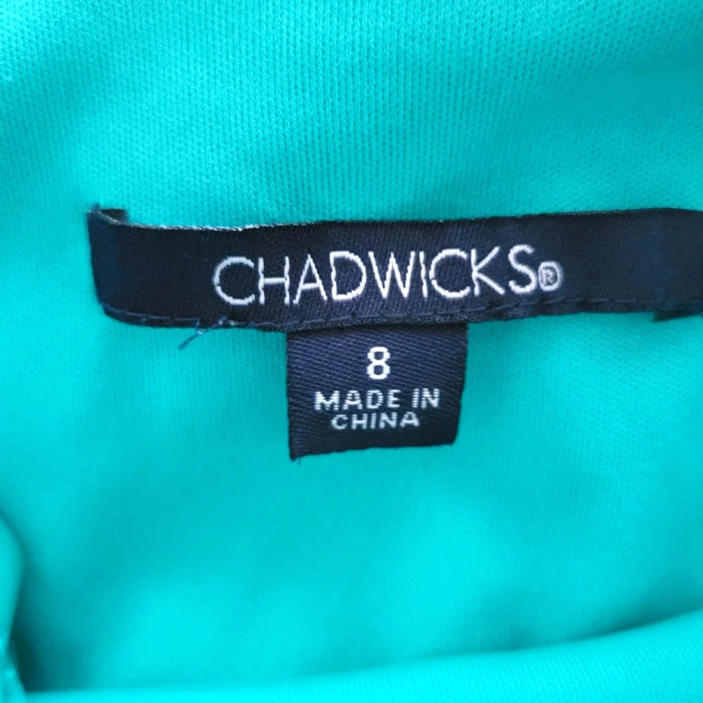 • Chadwicks • Flowy Dress • Belted Waist • Colorful Green Paisley / Size 8 - Picture 6 of 7
